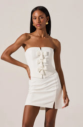 Lbruh Strapless Layered Bow Mini Dress