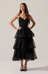 Lbruh Theiria Pleated Tiered Midi Dress
