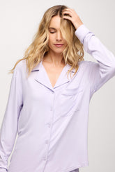 Long Sleeve Button-Up Pajama Shirt | Lilac