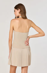 Lbruh Halter Vest Pleated Mini Dress