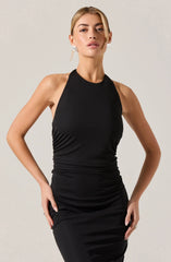 Lbruh Zaira Ruched Halter Midi Dress