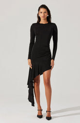 Lbruh Asymmetric Ruffle Hem Mini Dress