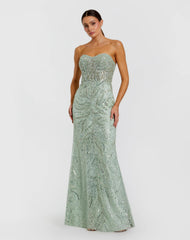 Strapless Embellished Trumpet Gown