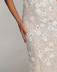 Ivory Embellished Lace Sleeveless Midi Dress