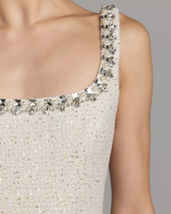 White Embellished Boucle Mini Dress
