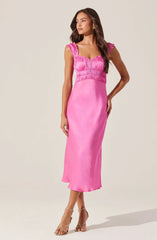 Lbruh Enola Satin Smocked Midi Dress