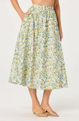 Inixyf Wylda Floral Gathered A-Line Midi Skirt