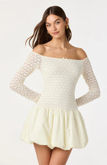 Lbruh Off Shoulder Mixed Media Dress