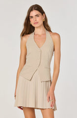 Lbruh Halter Vest Pleated Mini Dress