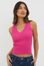D'Lila V-Neck Ribbed Knit Top Hot Pink