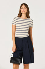 Inixyf Nikola Striped Ribbed Scoop Back Sweater Top