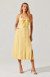 Lbruh Katherine Linen-Blend Halter Midi Dress