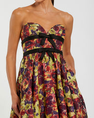 Multicolor Sleeveless Brocade A-Line Gown