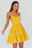 Allegra Fluted Hem Lace-Up Back Dress Yellow