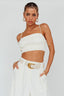 Regal Ruched Cami Crop Top Cream