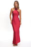 High Roller Flower Decoration Halter Dress Wine