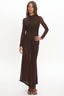 Girl's Night Long Sleeve Mesh Maxi Dress Chocolate