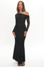 Girl's Night Long Sleeve Mesh Maxi Dress Black