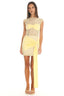 Baie Hip Sash Lace Overlay Mini Dress Lemon