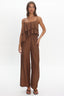 Darylyn Asymmetric Ruffle Jumpsuit Chocolate
