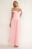 Quinnae Off-Shoulder Accordion Pleat Maxi Dress Pink