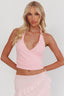 Zima Gold Accent Surplice Neckline Halter Top Pink