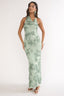 Kirralee Asymmetric Halterneck Embellished Maxi Dress Aqua Green