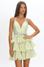 Ayala Halterneck Ruffle Mini Dress Floral Lime