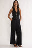 Ambrin Halterneck Button Jumpsuit Black