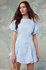 Lbruh Kattie Puff Sleeve Bubble Hem Mini Dress