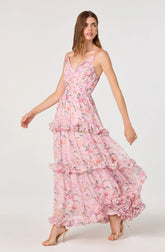 Inixyf Ayanna Floral Pleated Tiered Maxi Dress