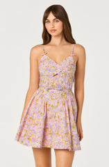 Inixyf Isha Floral Sweetheart Mini Dress with Belt