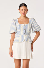 Inixyf Brigitta Striped Puff Sleeve Mini Dress