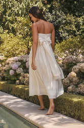Lbruh Aneesha Strapless Pleated Midi Dress