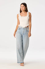 Inixyf Amity Lace Trim Ribbed Crop Top
