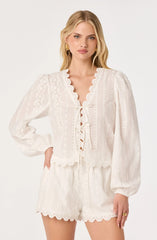 Inixyf Leah Eyelet Tie-Front Top