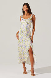 Lbruh Rosalina Satin Floral Midi Dress