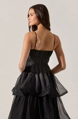 Lbruh Theiria Pleated Tiered Midi Dress