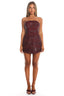 Entered The Chat Strapless Mini Dress Sequin Wine