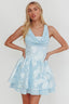 Lusting Lace-Up Back Mini Dress Ice Blue