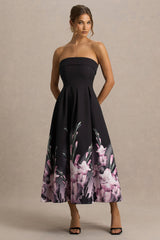 Annalise | Pink Border Print Bandeau Midi Dress