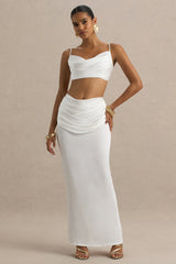 Rosita | White Ruched Maxi Skirt