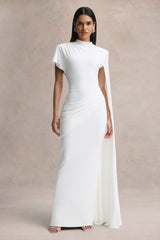 Tropic | White High-Neck Maxi With Long Cape Sleeve