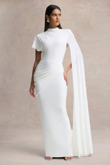 Tropic | White High-Neck Maxi With Long Cape Sleeve