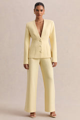 Rosalina | Lemon Extreme-Plunge Neck Tailored Blazer