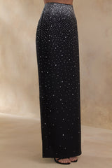 Fabiana | Black Hand-Embellished Maxi Skirt