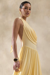 Veyra | Lemon Plunge Cowl-Neck Midi Dress