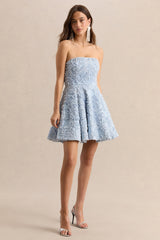 Zosia | Blue Mesh Bandeau Mini Dress