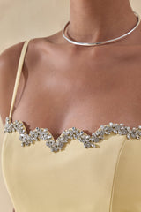 Story | Lemon Scalloped Sweetheart-Neck Maxi Dress With Embellished-Detailing