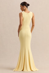 Holly | Lemon Plunge-Neck Maxi Dress With Twist-Detail